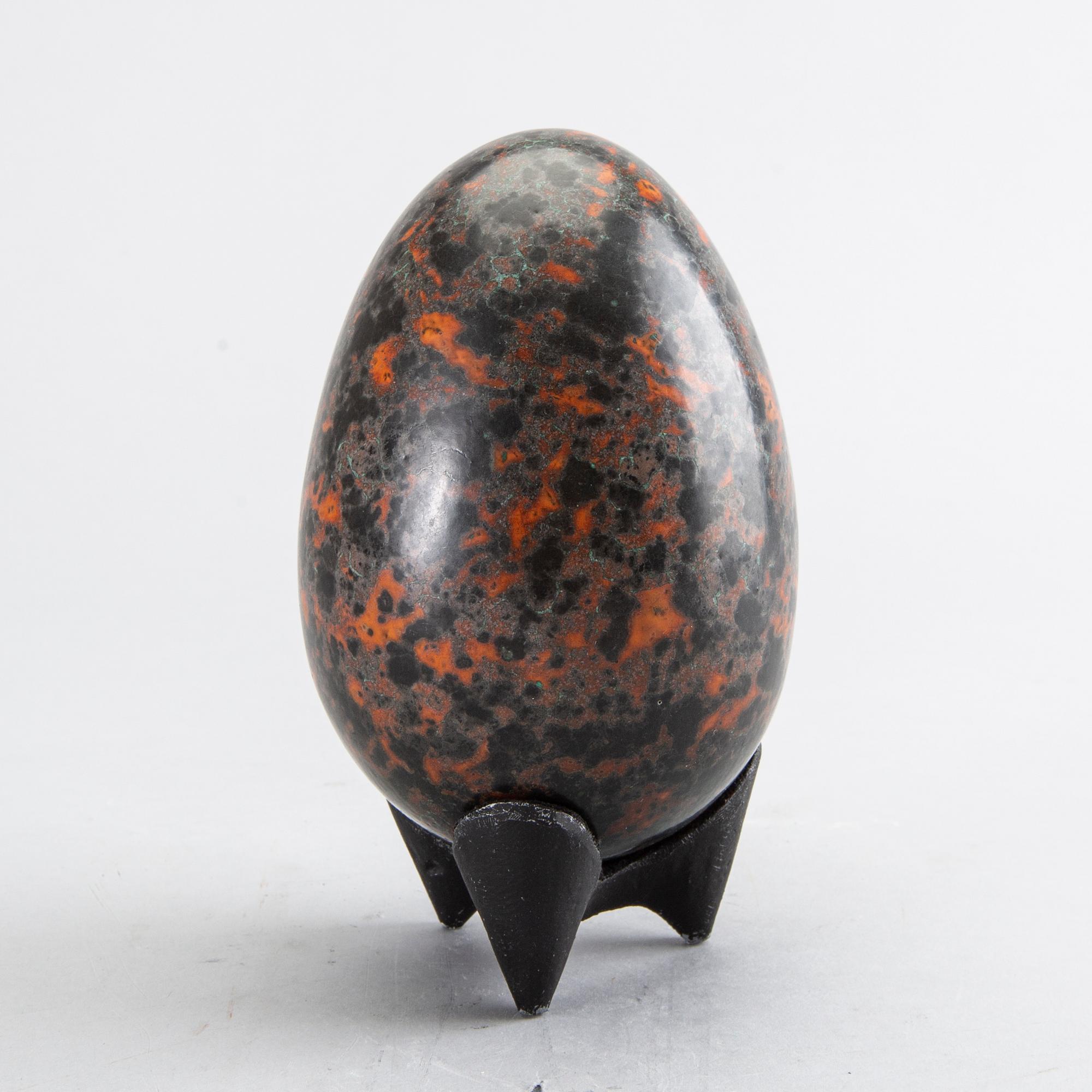 HANS HEDBERG, a faience sculpture in shape of an egg, Biot, France.