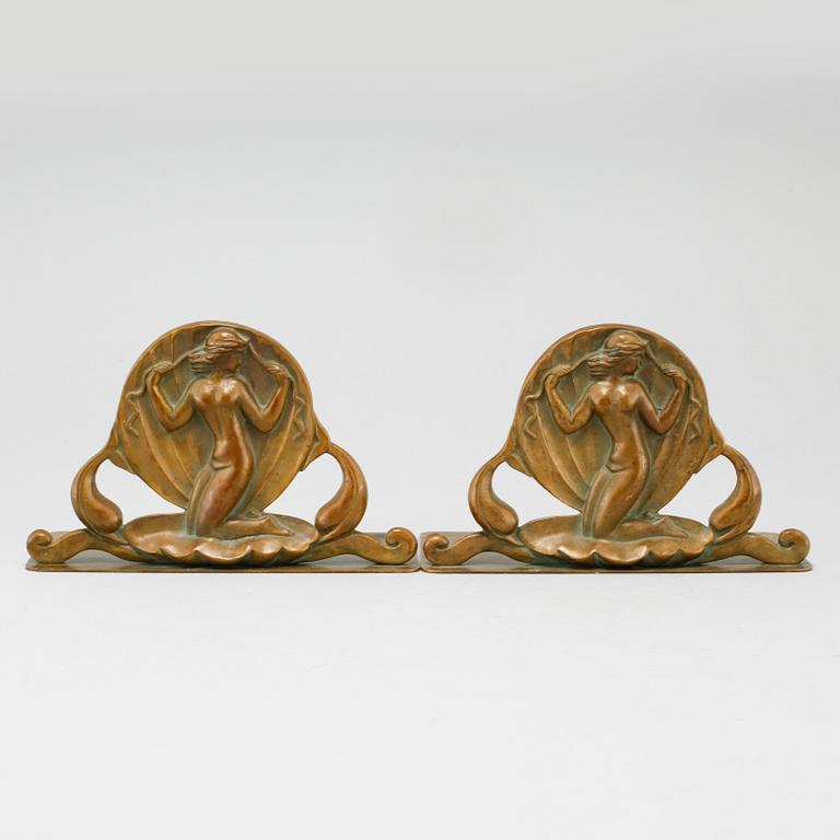 A pair of bronze bookends from Ystad Brons, first half fo the 20th century.