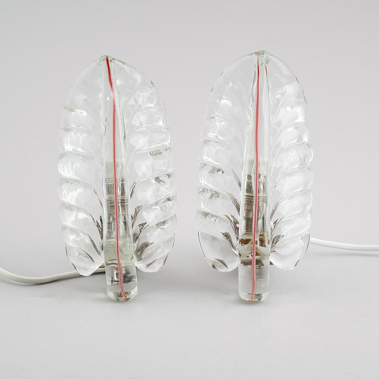 VÄGGLAMPETTER, 1 par, glas, Venini Murano, Italien.