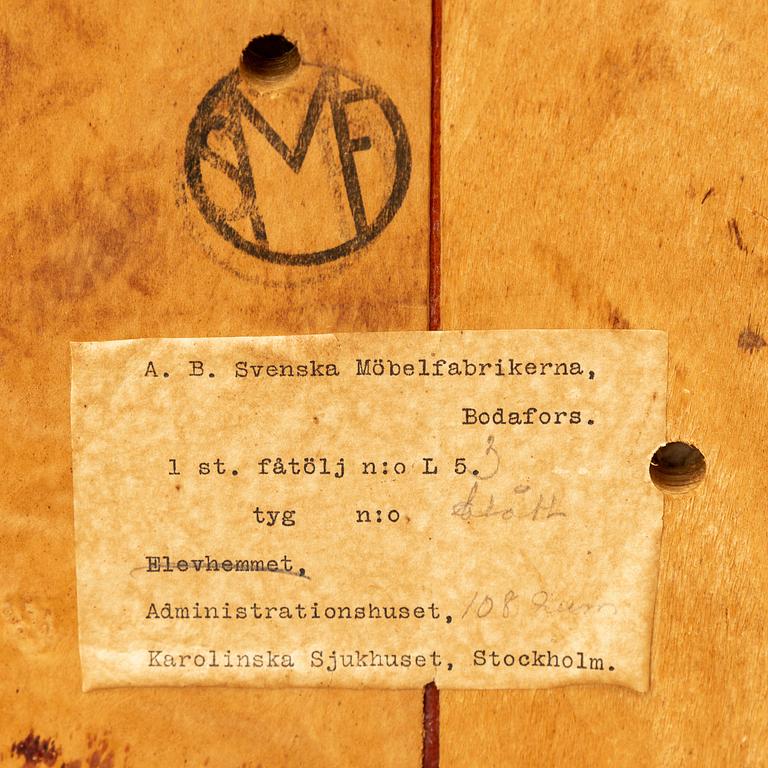 AXEL LARSSON, a Swedish Modern birch easy chair, åtölj, Swedish Modern, Svenska Möbelfabrikerna, Bodafors, 1940's.