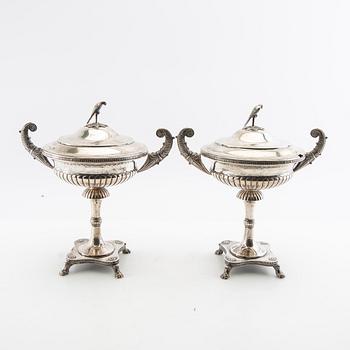 Berndt Erlandsson strösockerskålar ett par Empire-stil silver Karlskrona 1912.