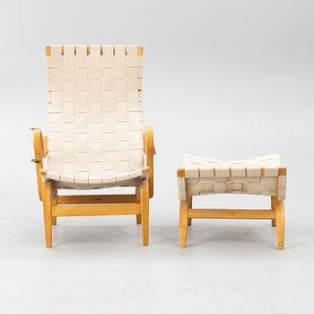 Bruno Mathsson, a 'Pernilla' armchair with ottoman, Firma Karl Mathsson, Värnamo.