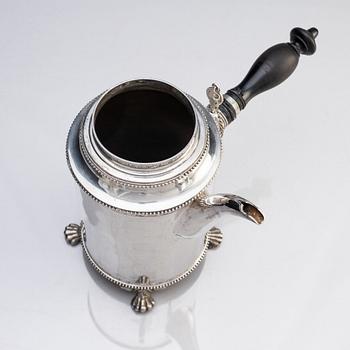 A Swedish Gustavian 18th century silver coffee-pot, mark of Petter Eneroth, Stockholm 1787.