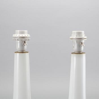 A pair of glass table lamps, mid 20th century.