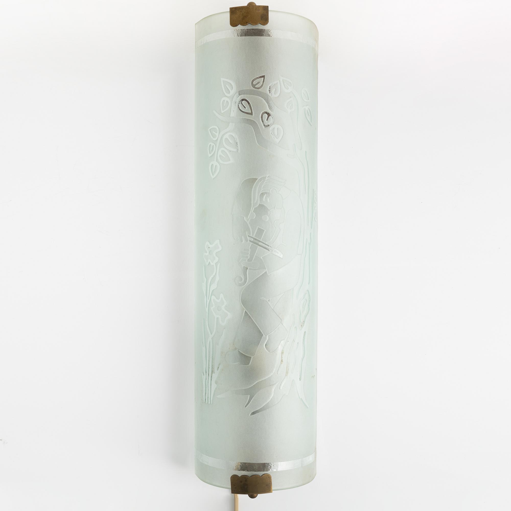 Hugo Borgström, vägglampa, Glössner & Co, Swedish Modern, 1940-tal.