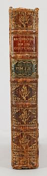 BOK, 2 vol i en, "Recherches sur les Costumes et sur les Théatres de toutes les Nations.." av Jean Charles Charnois de le Vacher, Paris 1790.