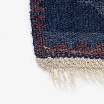 Barbro Nilsson, a carpet, 'Tånga blå', flat weave, c. 300 x 207 cm, signed AB MMF BN.