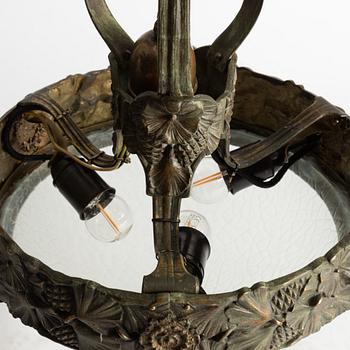 Arvid Böhlmarks Lampfabrik, a model 3853 A Art Nouveau ceiling lamp, Stockholm, 1910s.