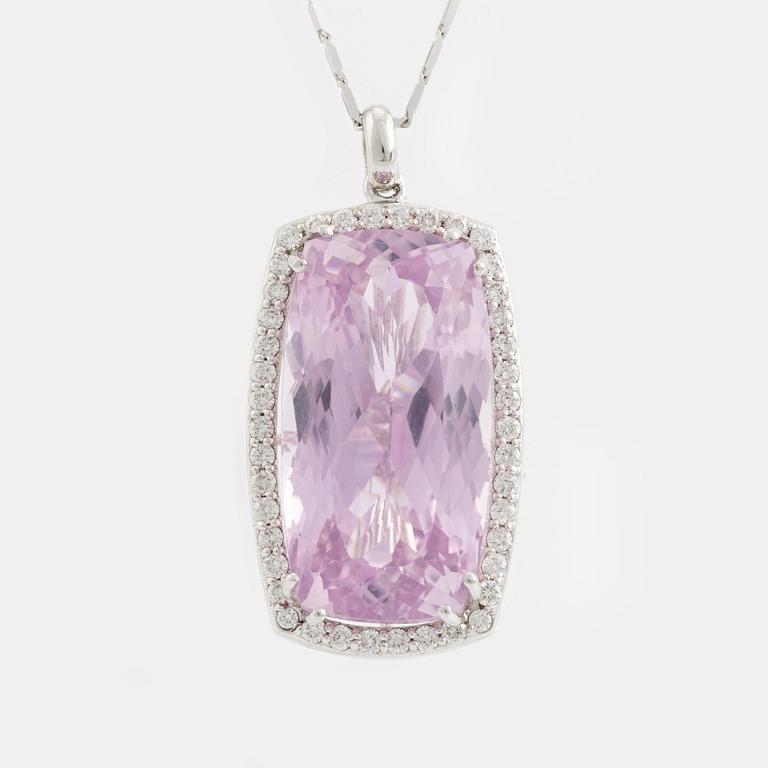 Kunzite and brilliant cut diamond necklace.