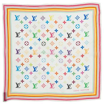 LOUIS VUITTON, two monogram multicolored silk handkerchiefs.