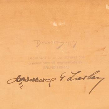 BRUNO HOPPE, water colour, not signed, certificate verso.