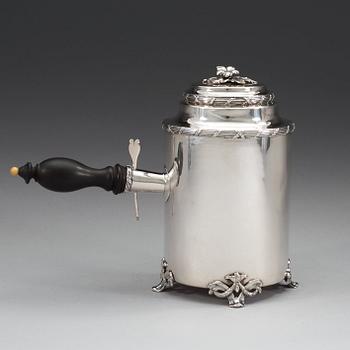 A Swedish 18th century silver coffee-pot, makers mark of Carl Klinwall, Västerås 1781.