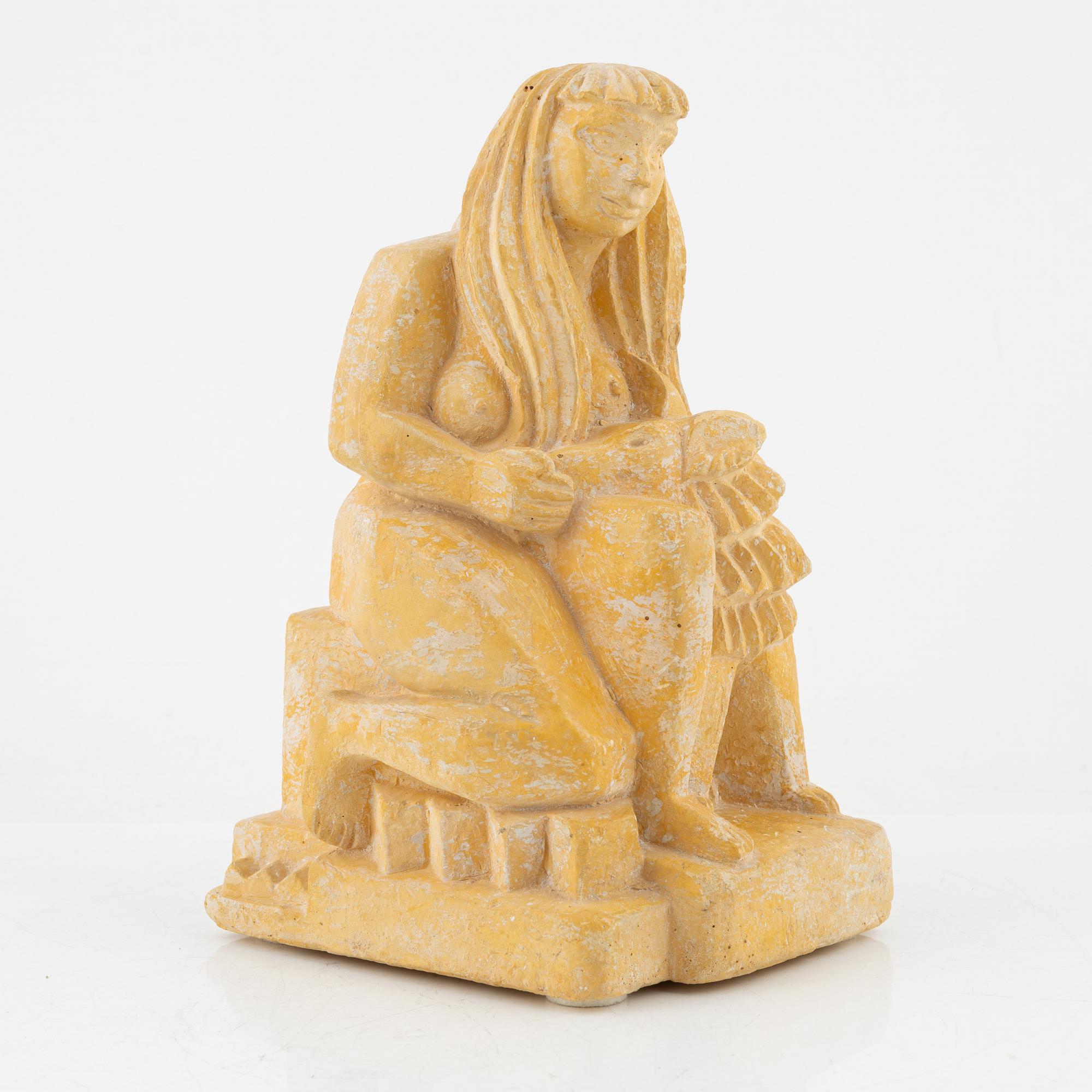 Bror Hjorth, skulptur, signerad, patinerad gips.