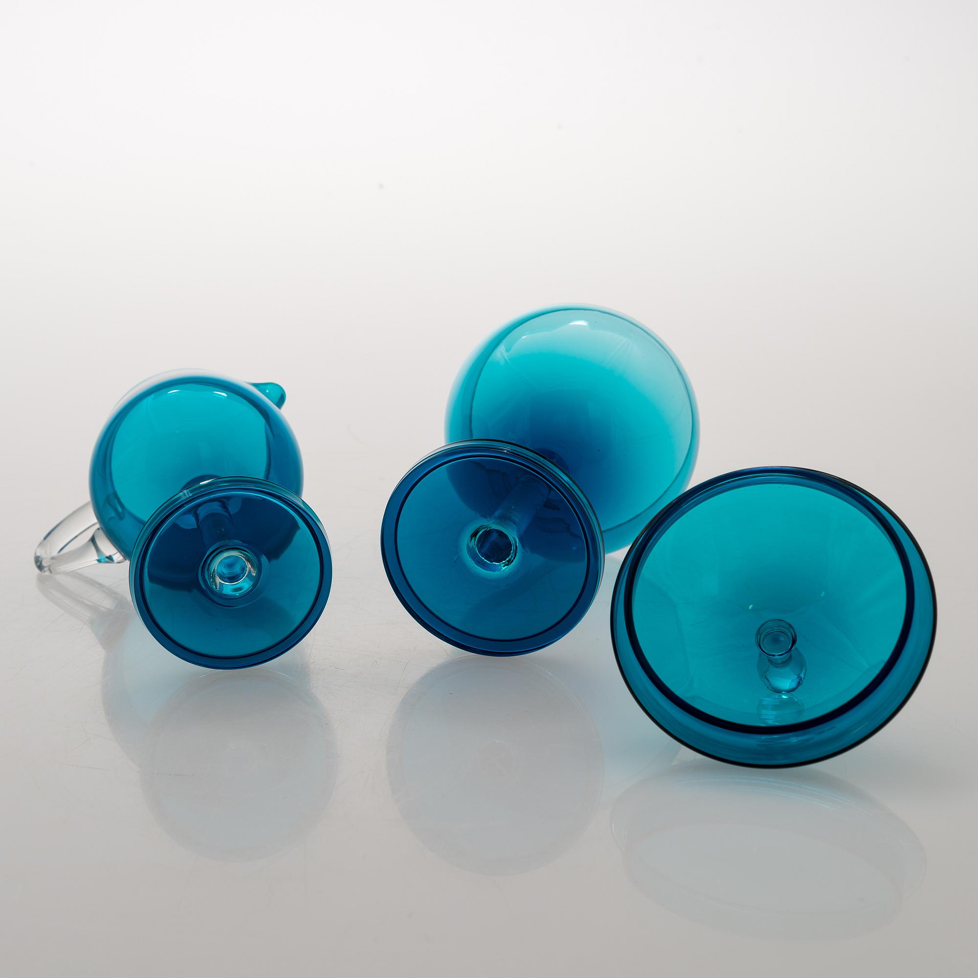 NANNY STILL, SOCKERSKÅL och GRÄDDSNÄCKA "Harlekin", glas, Riihimäen lasi.