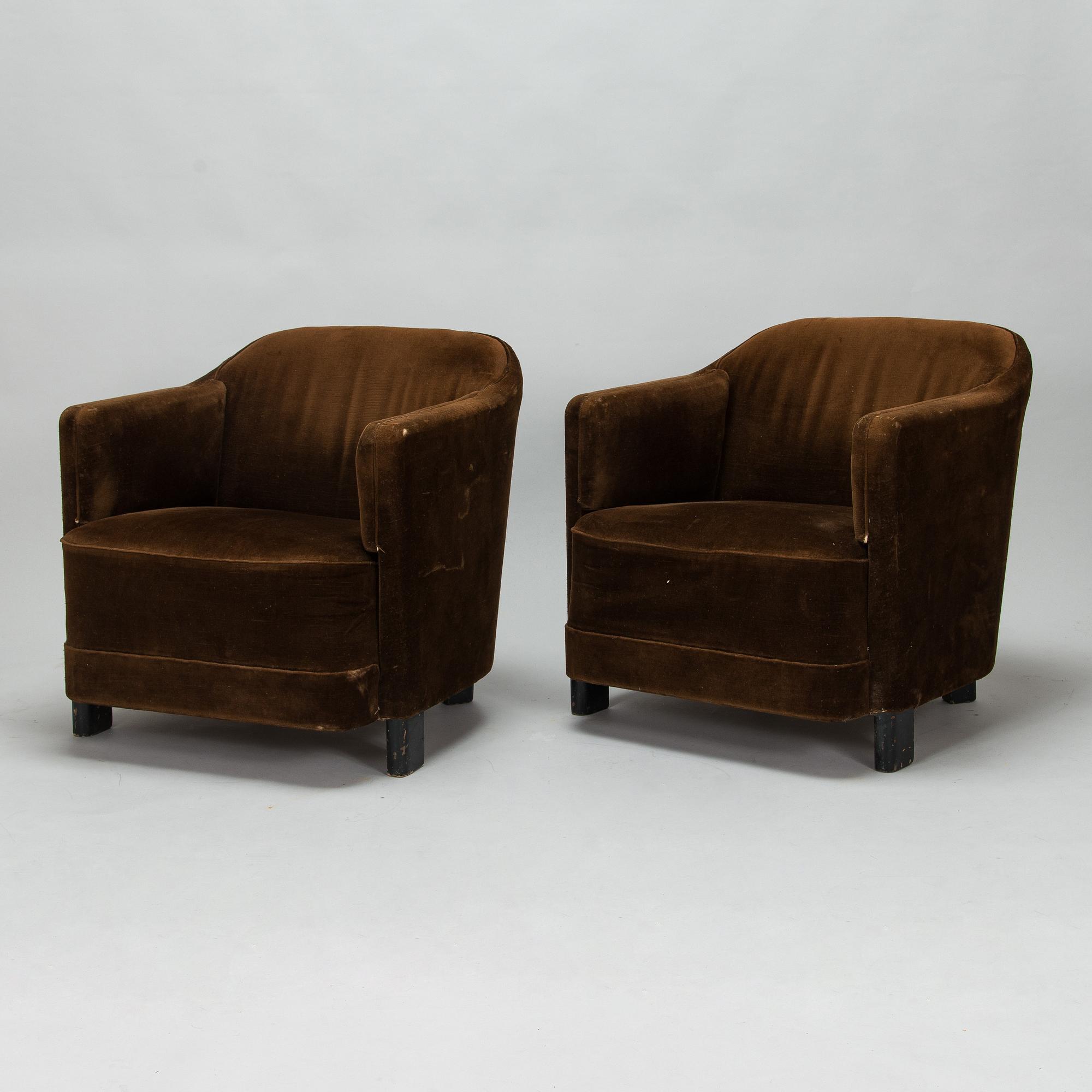 A pair of 1930's 'Continent' nr 217 armchairs for Asko.