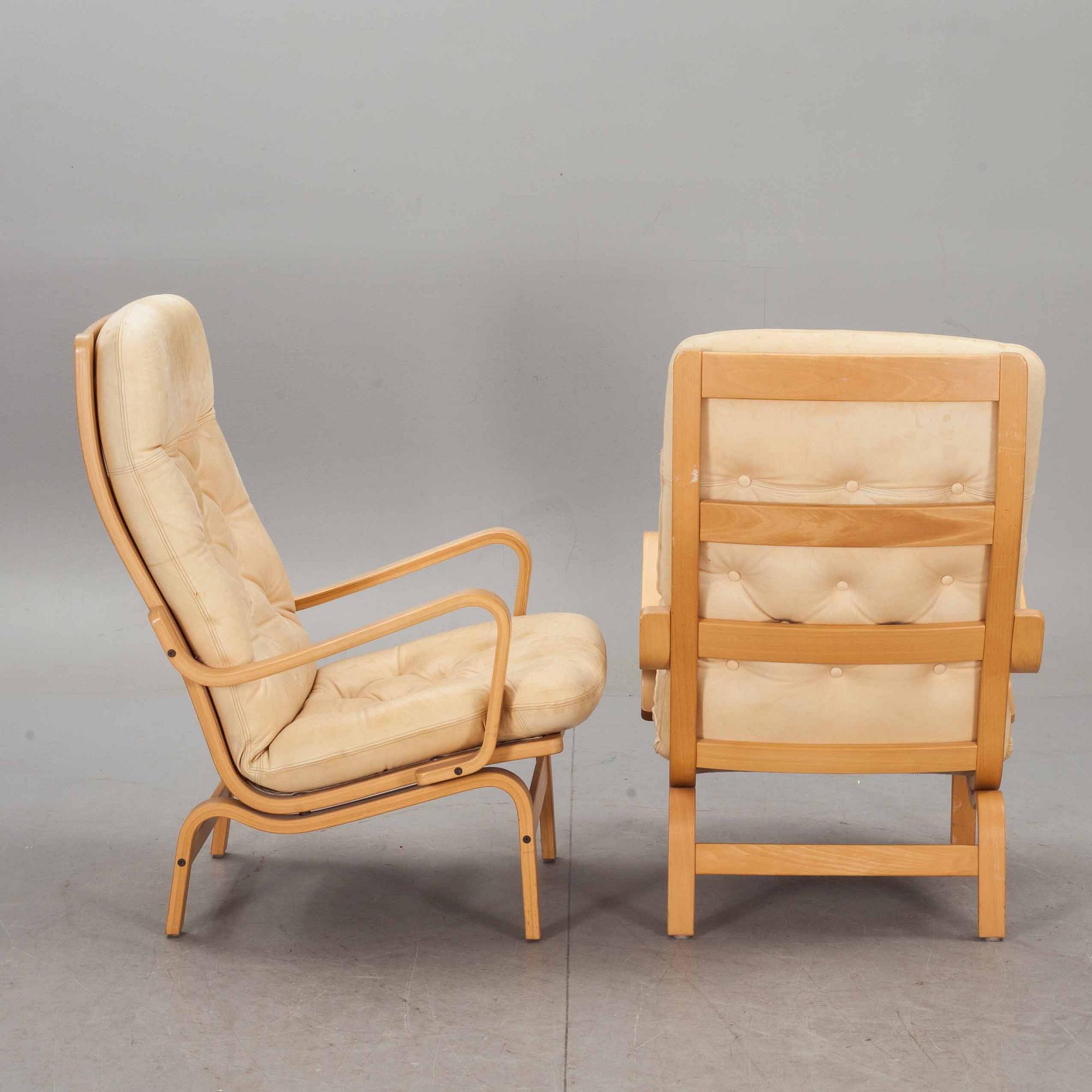 FÅTÖLJ, ett par.  "Contino", Yngve Ekström, Swedese, 1900-talets andra hälft.