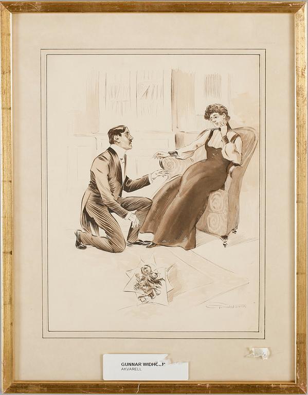 GUNNAR WIDHOLM, 3 st, akvareller, sign.