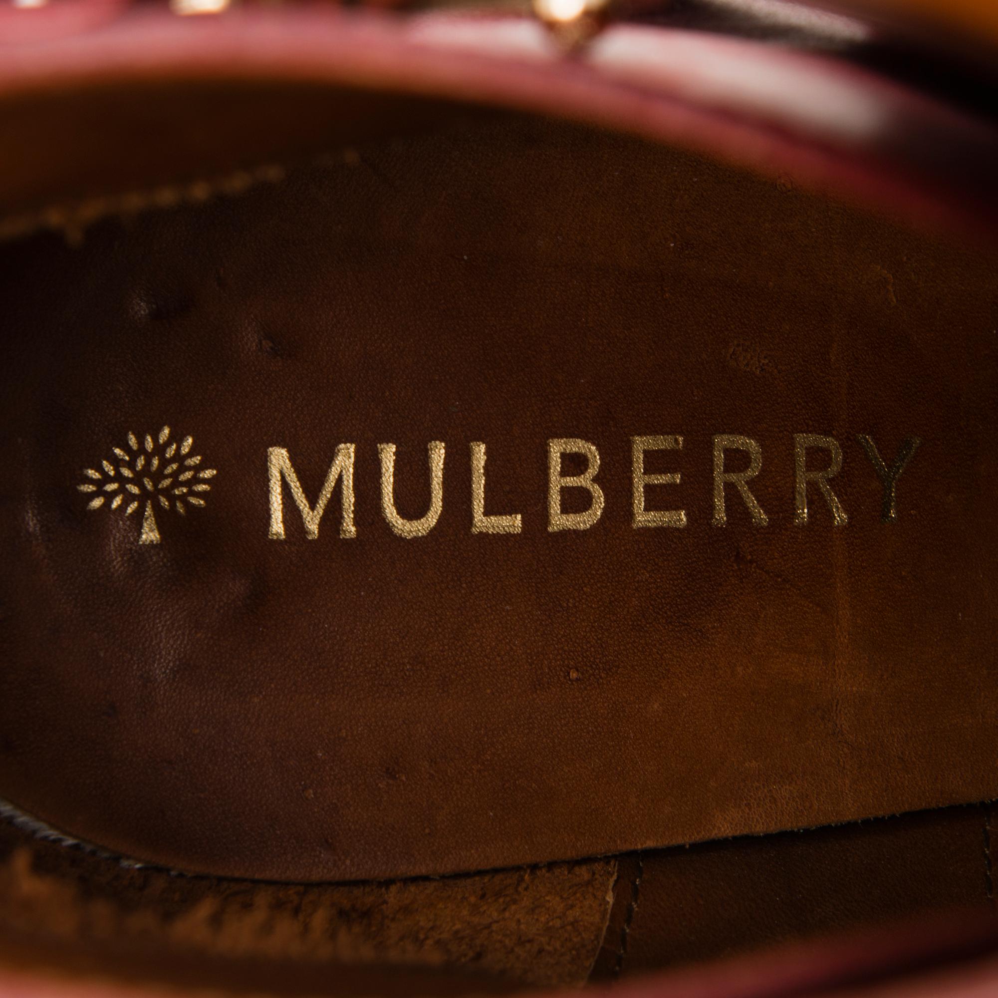 MULBERRY Red Leather Ankle Boots in size 40.