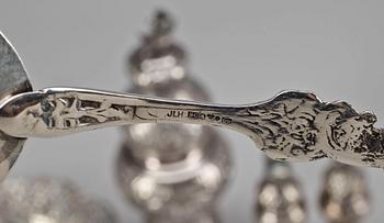 PARTI SILVER, 5 delar, silver, bla. Guldasken Aktiebolag, Stockholm 1965. Total vikt ca 437 gram.