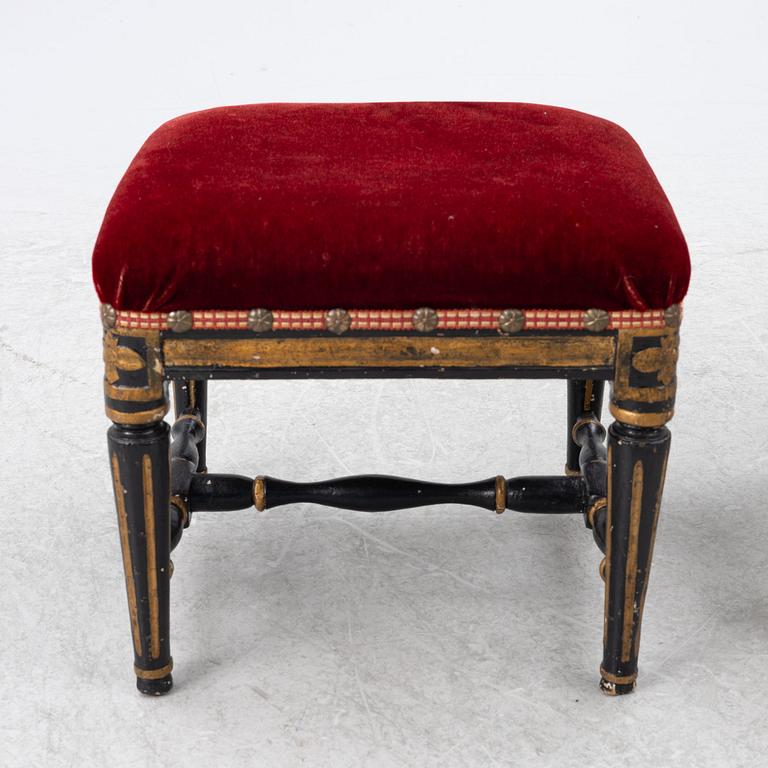 Stools, 2 pcs, Gustavian, 18th century.