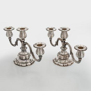 Carl M. Cohr, a pair of silver candelabra, Fredericia, Denmark, 1940.