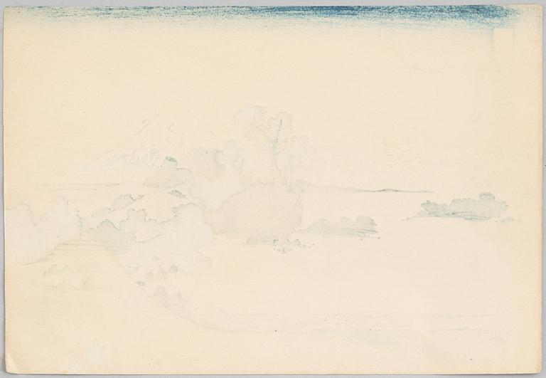 Katsushika Hokusai, after, 'Shichirigahama in Sagami' and 'Tea Plantation at Katakura in Suruga', 20th century.