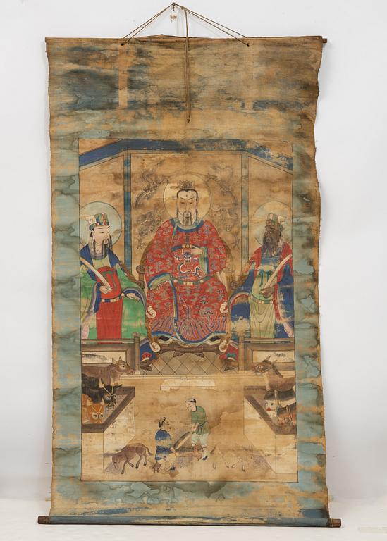 A Tibetan thangka, 20th century.