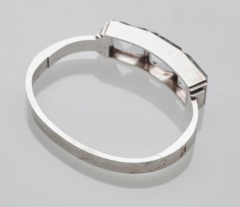 Wiwen Nilsson, a sterling and rock crystal bangle, Lund, Sweden 1945.