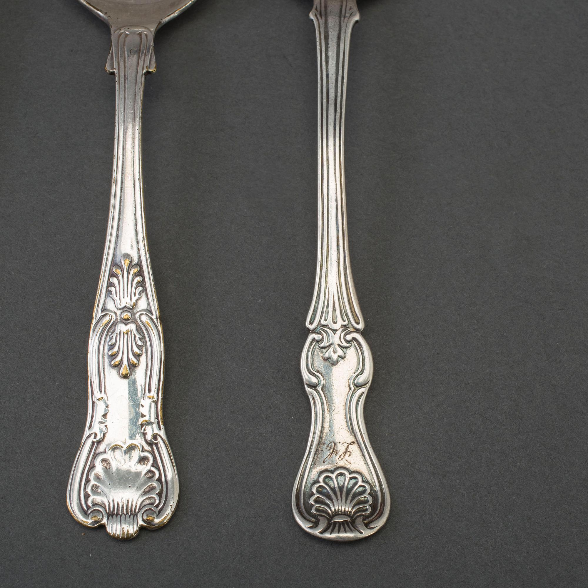 BESTICK, 42 delar, silver, modell Engelsk Snäck, 18/1900-tal.