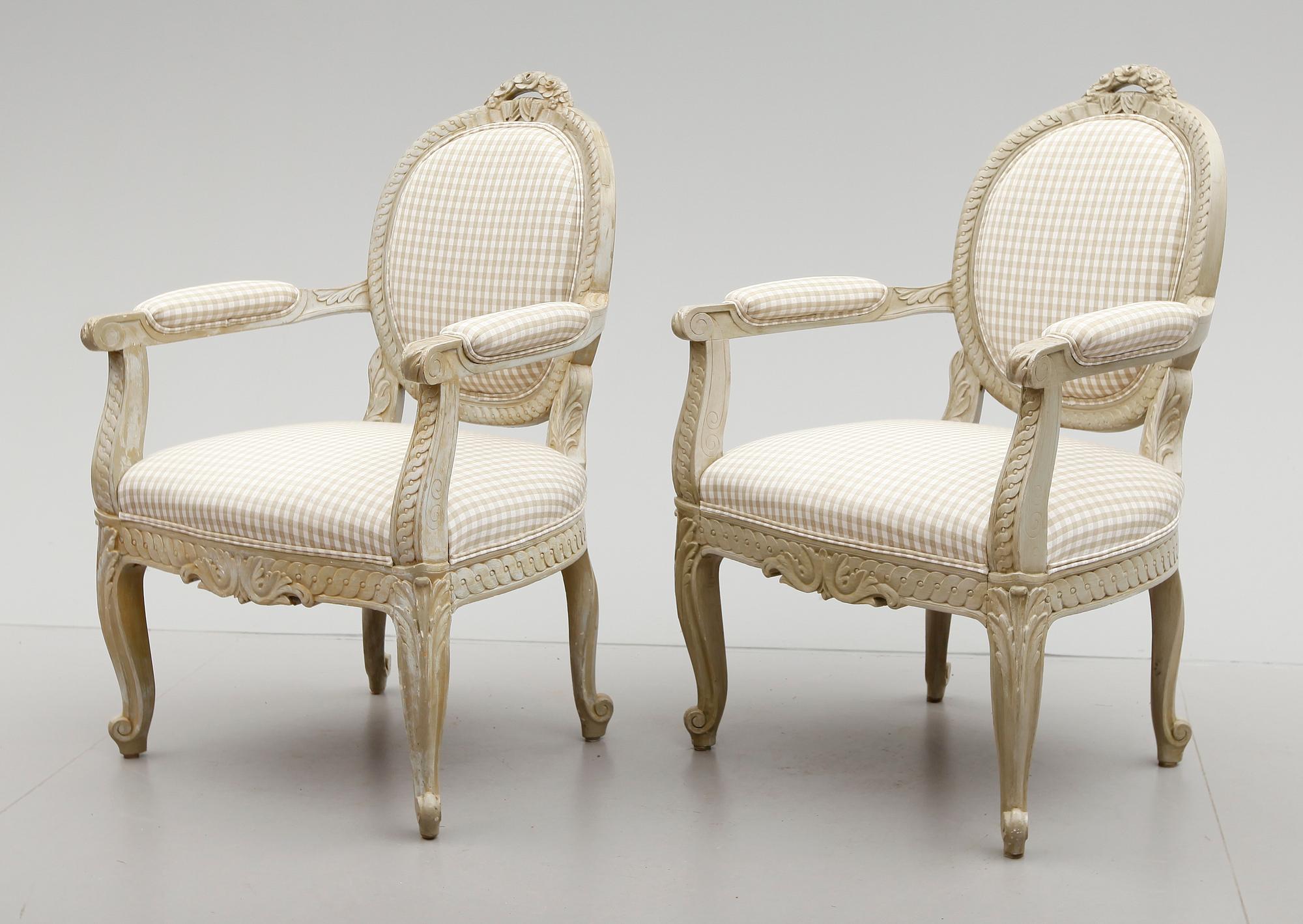 KARMSTOLAR, 1 par, Louis XVI-stil, 1900-talets första hälft.