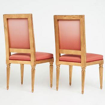 A pair of Gustavian late 18th century chairs by Johan Lindgren (master in Stockholm 1770-1800).