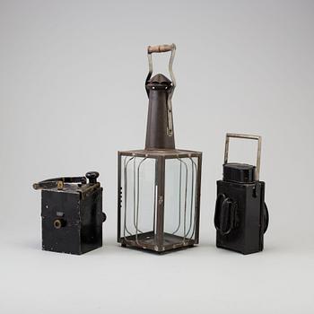 LYKTOR, tre st, plåt, 1800-/1900-tal.