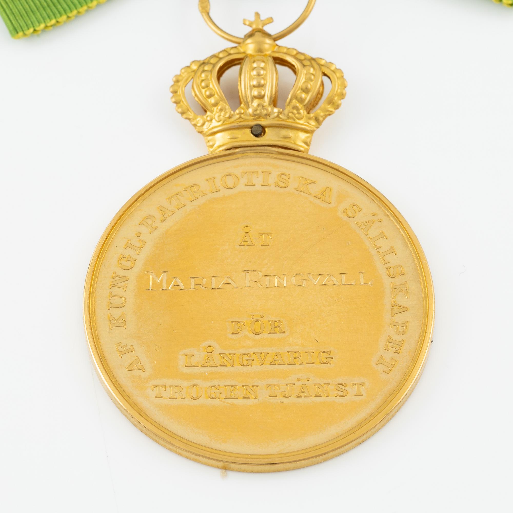 Swedish gold medal, Royal Patriotic Society, 1961.