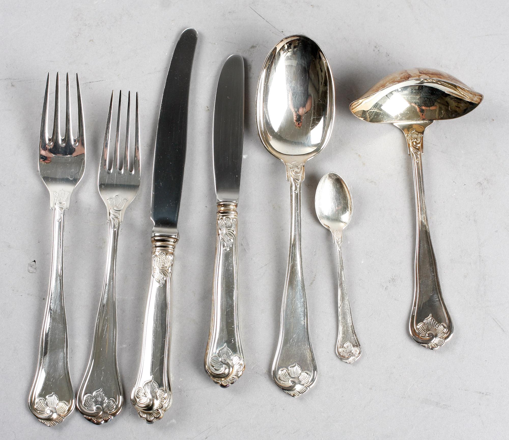 BESTICK, 85 delar, silver. "Sachsisk" Mema flertalet 1993. Ca 4200 g.