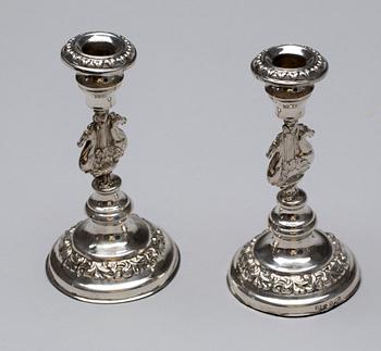 LJUSSTAKAR, ett par, silver, Carl Nyström, Stockholm, 1848.
