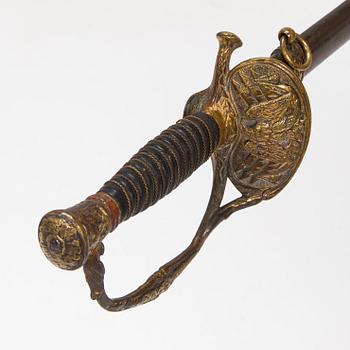 Sword, American, model 1860 for officers, with scabbard.