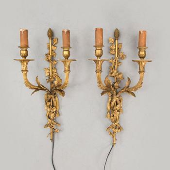 VÄGGKANDELABER, ETT PAR, empirestil, 1900-talets första hälft.