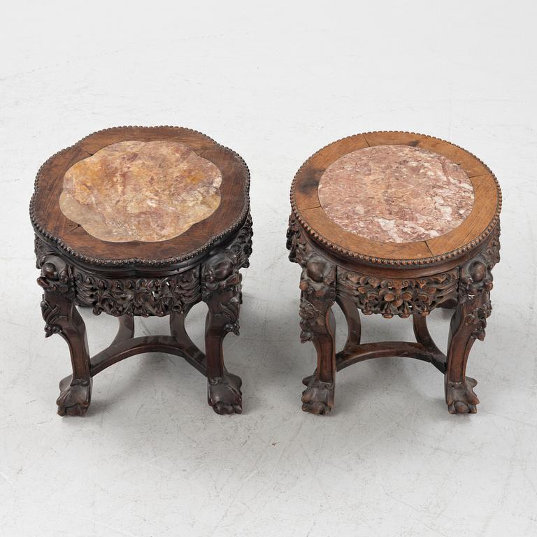 Two hardwood stools, China, 20th century.