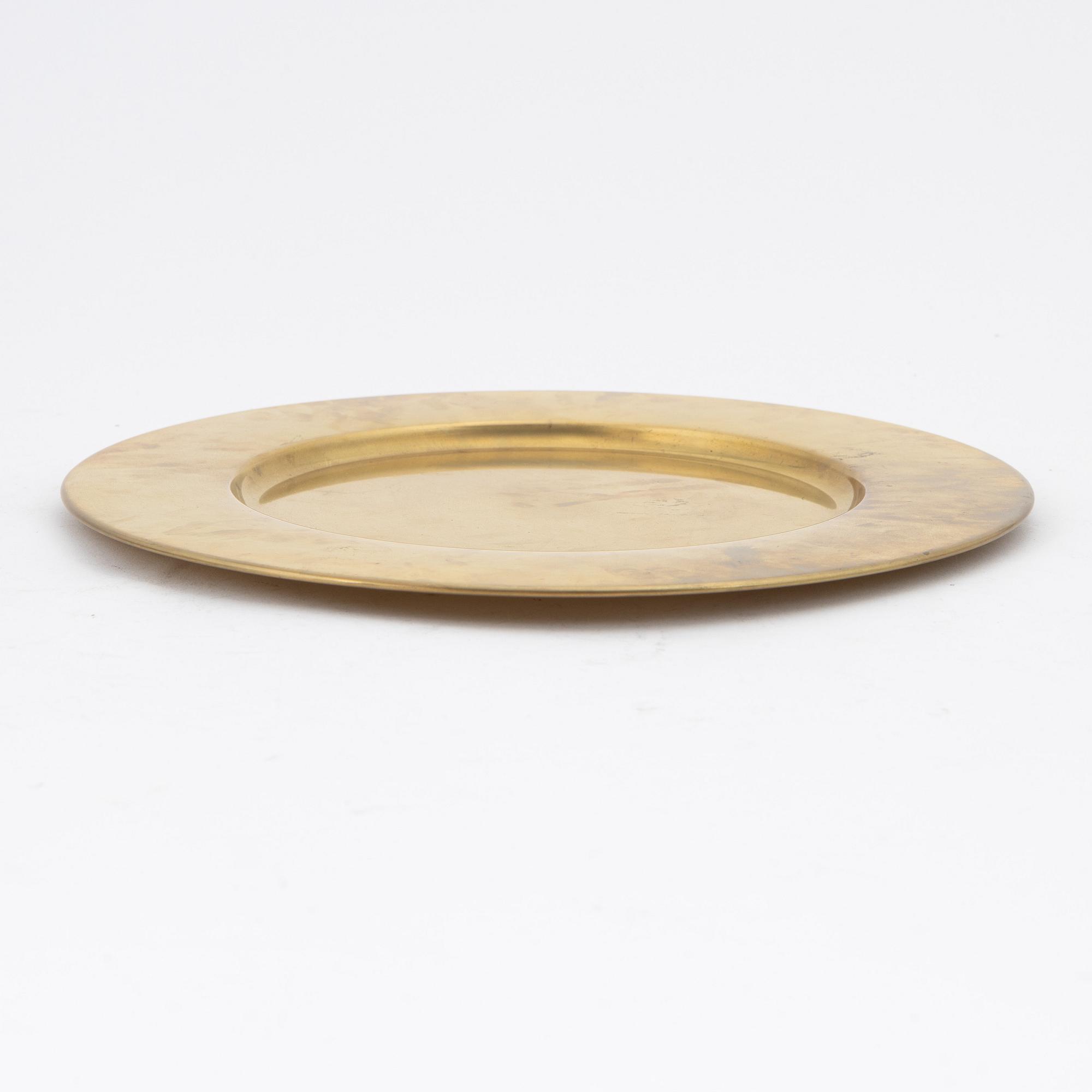 Kuverttallrikar, 8 st, mässing, Stelton, Danmark.