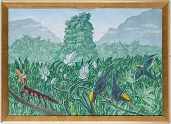 126. Karl Axel Pehrson, Exotic landscape with birds and lizard.