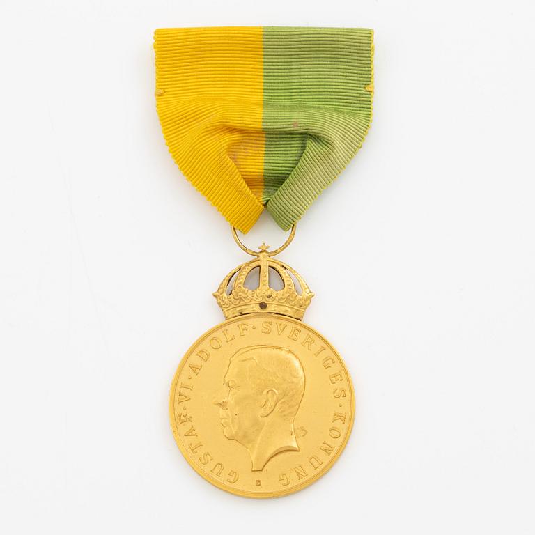 Gold medal Gustaf VI Adolf, Sweden, Royal Patriotic Society 1953.