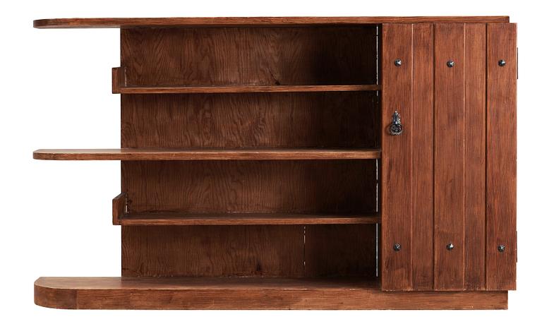 An Axel Einar Hjorth stained pine book shelf 'Lovö' by Nordiska Kompaniet, 1930's.