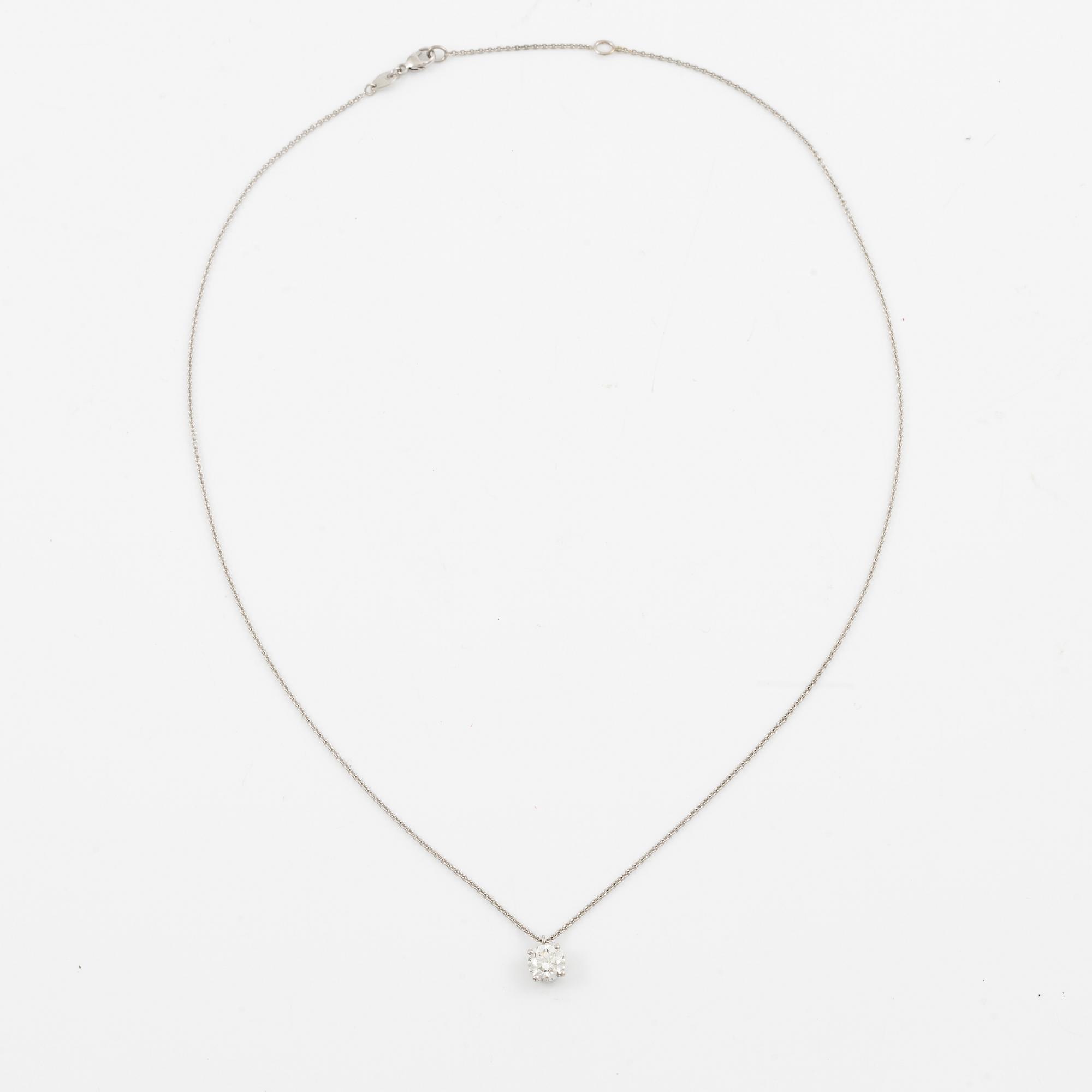 Necklace, Patrik af Forselles, 18K white gold with a brilliant-cut diamond 1.01 ct accompanied by GIA certificate.