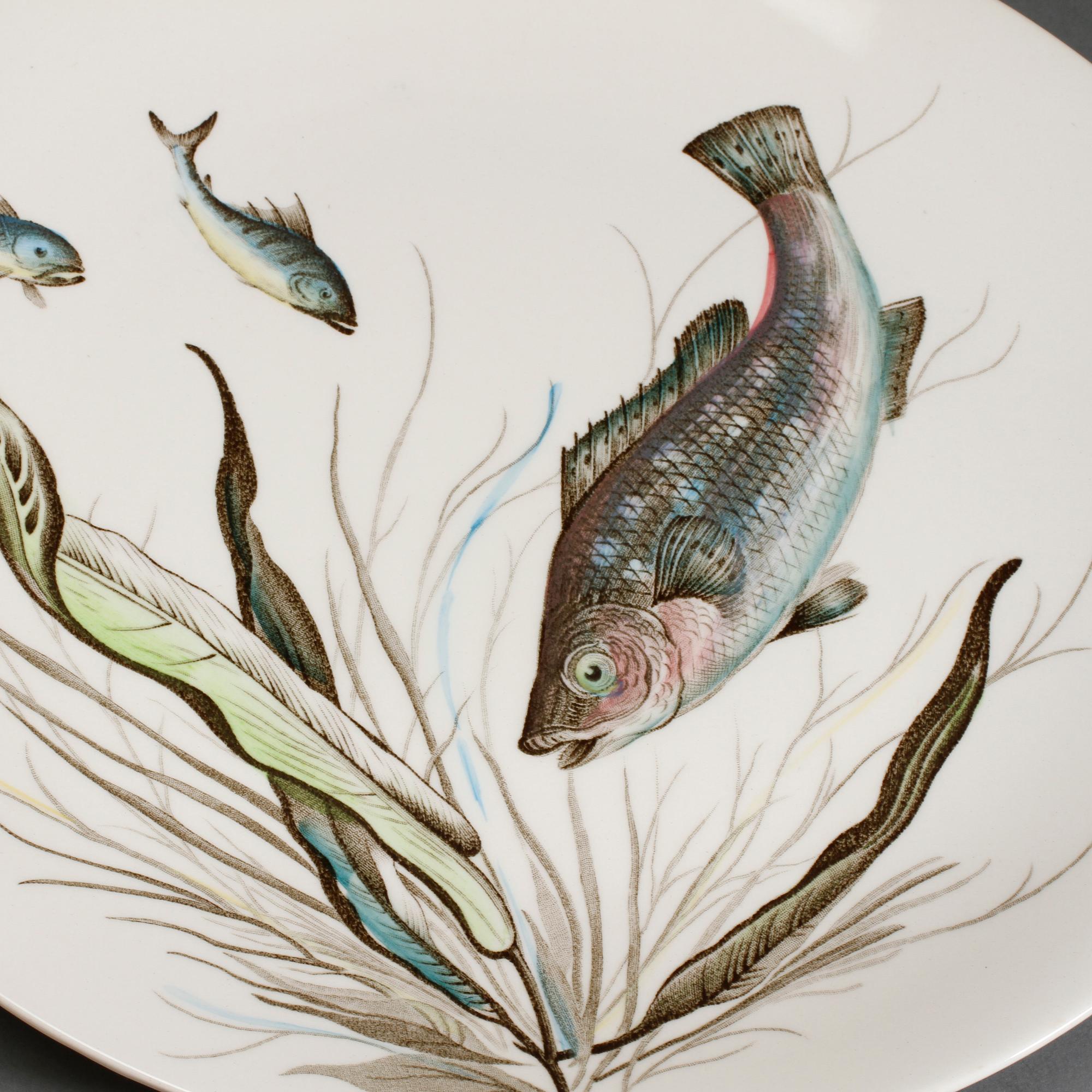 FISKSERVIS, 9 delar, flintgods, "Fish", Johnson Bros, England, 1900-talets andra hälft.