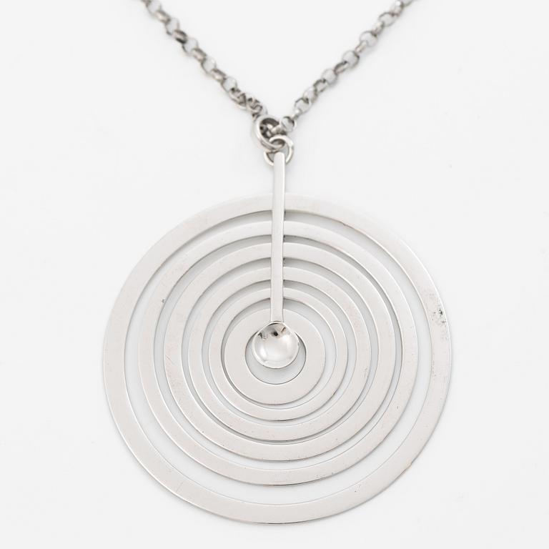 Tapio Wirkkala, Pendant with chain “Silver Moon”, sterling silver, Finland, for Kultakeskus, contemporary.