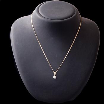 HÄNGE, 14K guld, briljantslipad diamant 0,25 ct. Vikt ca 4,6 g.