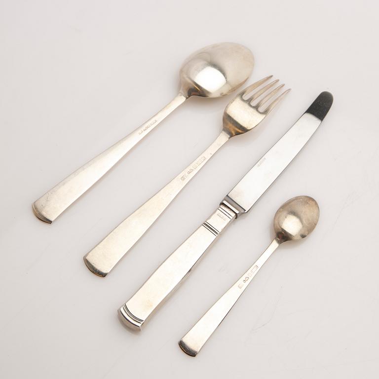 Jacob Ängman, Bestickuppsättning, 48 delar, silver, modell "Rosenholm", GAB, Eskilstuna och Stockholm, 1900-talets andra hälft.