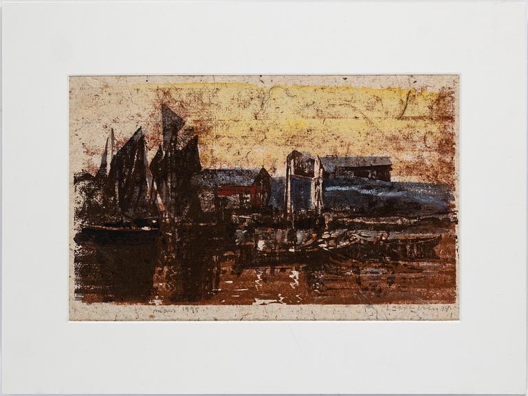 LARS LERIN, akvarellerat träsnitt, provtryck, signerad och daterad -94.