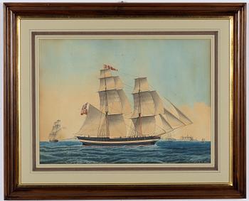 Jacob Petersen Briggen "Adelaide" of London (Capt James Libbald) utanför Helsingör.