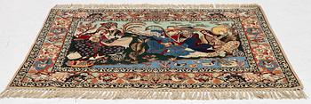 Carpet, Isfahan, figural, approx. 108 x 151 cm,